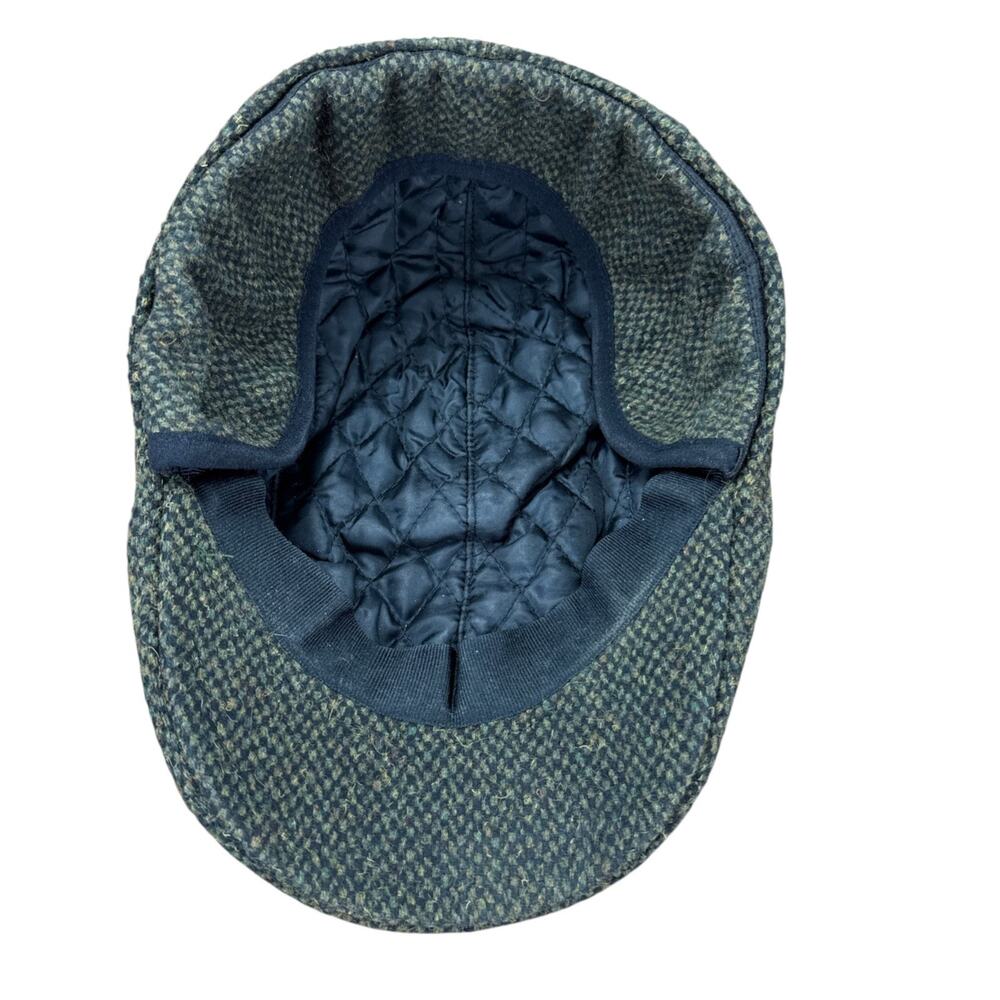 Crowncap Mens Wool Tweed Flat Cap Ivy Driving Hat Ear Flaps Green Vintage - Picture 14 of 14